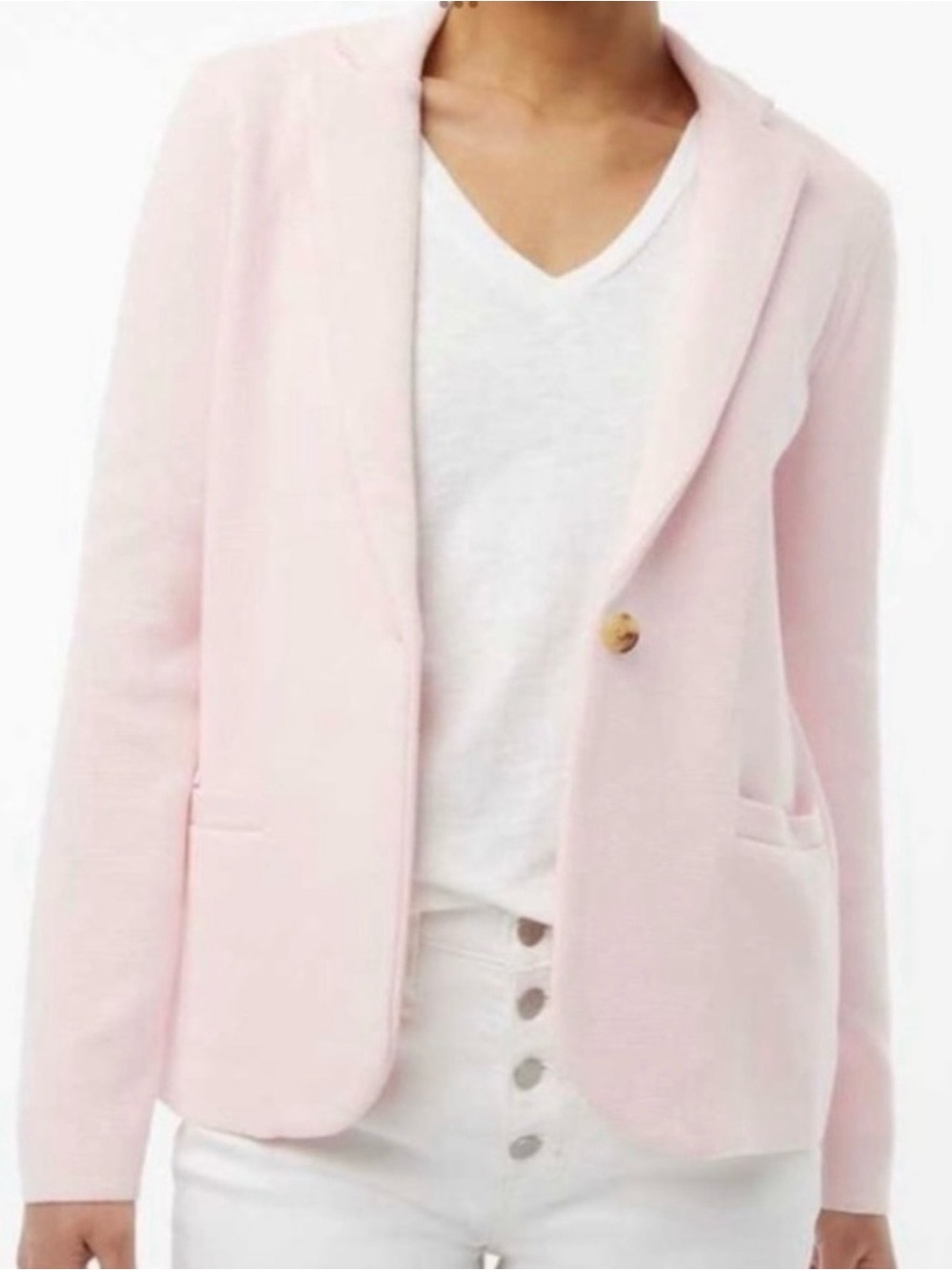 J. Crew Pale Pink Single-Button Tailored Blazer